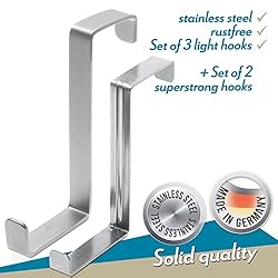 4smile Over The Door Hooks, 3 + 2 Pack - Stainless
