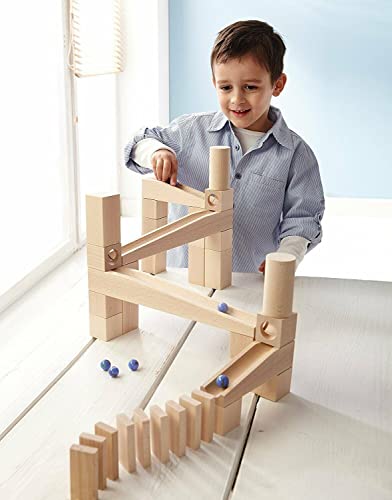 HABA Ball Track Starter Set - 44 Piece Wooden Marble Run for Beginner to Expert Architects Ages 3 to 10 (Made in Germany)