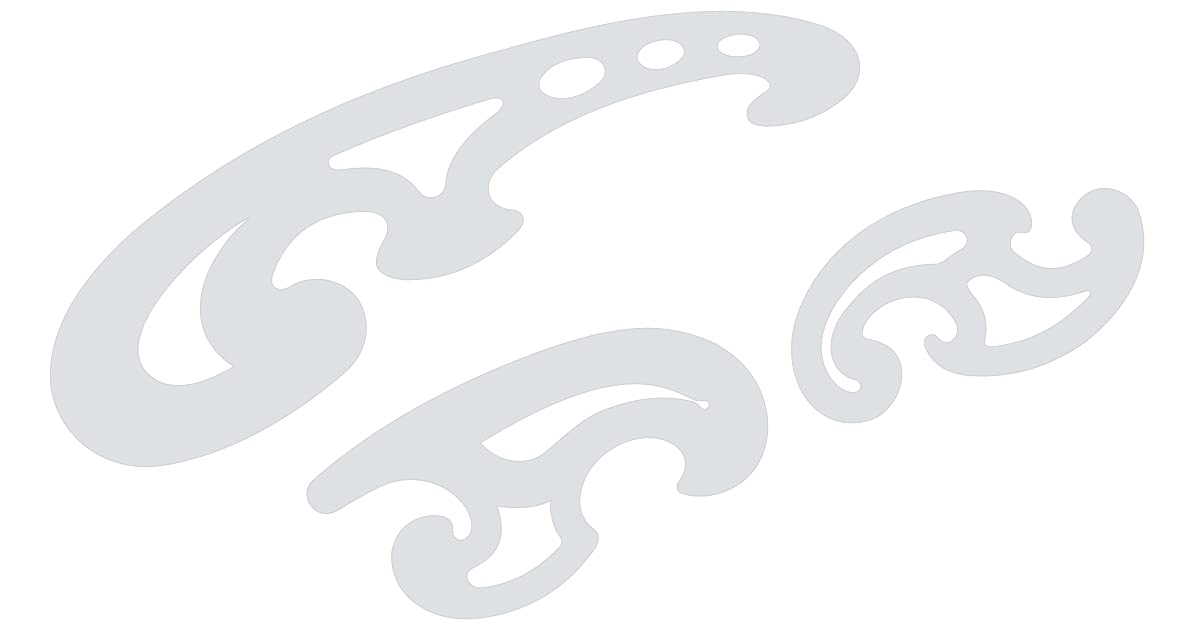 Liquidraw French Curve Set of 3 - Clear Plastic | Technical Drawing Stencil Rulers | Inking Edge | Rounded Corners for Easy Measuring & Drawing Curved Lines | Technical Drafting & Dressmaking Tool