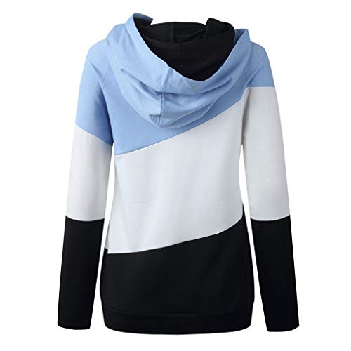 Goddesslili Blouses for Women Fashion 2019, Beautiful Patchwork Print Long Sleeve Hoodies Pullover Tops Blouse for Girls College Student, Back to School Supplies, Blue/Grey