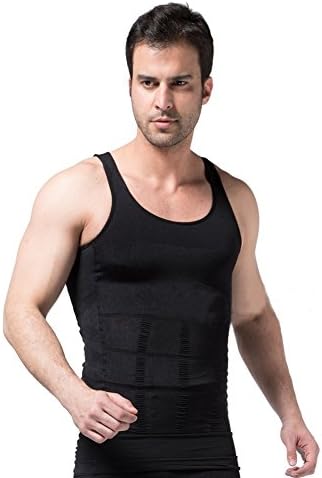 YK Care® Mens Slimming Body Shaper Vest Shirt Abs Abdomen Slim ( L, Black)