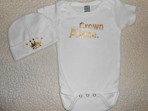 "Crown Prince" Baby Bodysuit and Beanie Set