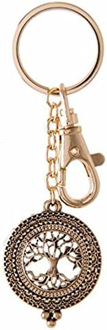 Tree Of Life Key Chain Magnifying Glass BG Gold Tone