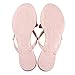 TENGYUFLY Womens Rivets Bowtie Flip Flops Jelly Thong Sandal Rubber Flat Summer Beach Rain Shoes Pink Beige
