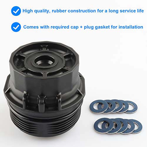 Oil Filter Housing Cap Assembly with 10pcs Oil Drain Plug Gaskets