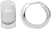 14k or 10k Gold Huggie Hoop Earrings, Polished Finish, Hinged Closure, 15mm Diameter, 8mm Wide