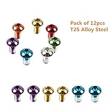 Zsling 12 Pack Alloy Steel Bicycle Disc Brake Rotor Bolts, M5x10mm, Bike Rotor T25 Screws for MTB Mountain Bike Bicycle 7 Colors