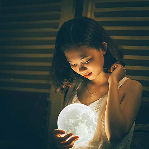 Shanglite 3D Moon lamp,100% 3D Printing LED 16 Colors Moon lamp Remote Control USB Rechargeable Lunar Moonlight LED. (4.8 inch)