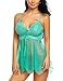 Avidlove Women Babydoll Set Mesh Lingerie Strap Chemise Lace Sleepwear Outfits Green XL
