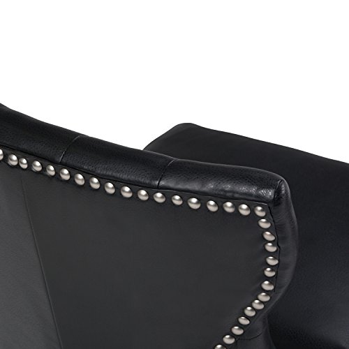 Simpli Home AXCKITS7305-TBL Kitchener Traditional Accent Slipper Chair Textured Bonded Leather Black 28 inch Wide - Thumbnail 4