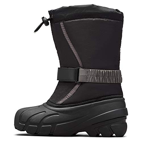 Sorel - Youth Flurry Winter Snow Boots for Kids, Black, City Grey, 4 M US