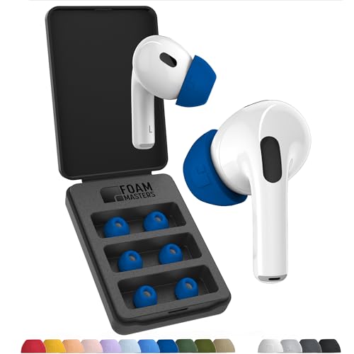 Foam Masters Memory-Schaumstoff-Ohrstöpsel für AirPods Pro 1. und 2. Generation, 3 Paar, Black Magic-Version 6.0, bequem, sicher, verbesserte Geräusch