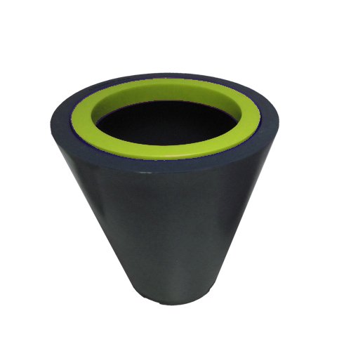 Green City Open XS Round Plant Pot with Ring Resin/Plastic Anthracite/Lime Green