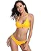 SHEKINI Womens Bikini Padded Cutout Strappy Halter Swimsuits Two Piece Bathing Suits (Medium/(US 8-10), Lily Yellow)