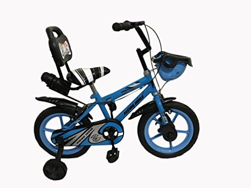 Rising India 14" Sports Kids Bicycle for 3-5 Years with Full Chain Cover and Bottle (Neon Blue) -semi Assembled.