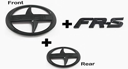 Zizii SC-02B+SC-FB 3 Pieces Black Out Scion GT86 FR-S Front Hood Rear Badge Emblem FRS F/R Pair FGB for Scion (2011-2016) (Glossy Black)