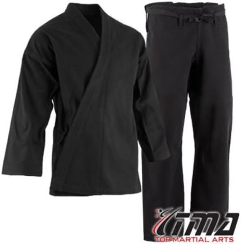TMA 14 oz Extra Heavyweight Brushed Cotton Drawstring Uniform Karate Gi Black