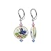 SCER497 Sterling Silver Floral Cloisonne and Drop Earrings Made with Swarovski Elements