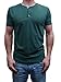 Henley Mens  Short Sleeve TShirt with 3 Buttons, Forest Green, Large