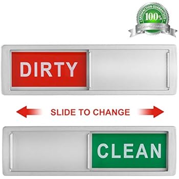 Cimkiz Dishwasher Magnet Clean Dirty Sign Shutter Only Changes When You Push It Non-Scratching Strong Magnet or 3M Adhesive Options Indicator Tells Whether Dishes Are Clean or Dirty (Silver)