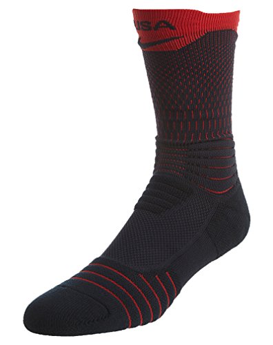 Nike Men Elite Versatility Basketball Crew Socks Dark Obsidian (475) / University Red/Dark Obsidian XL