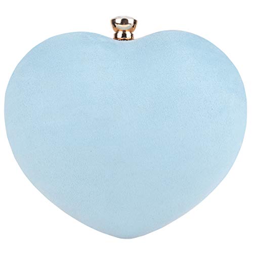 Fawziya Heart Shaped Clutch Velvet Evening Bags And Clutches For Women-Turquoise Blue