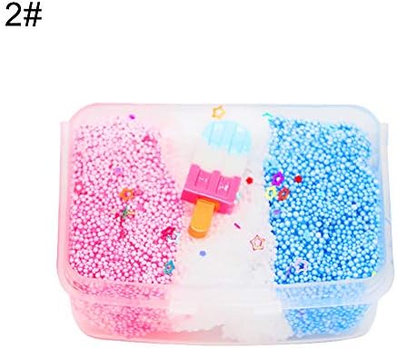 TYewa98556 Cute Play Toy Jumbo Fluffy Ice Cream Slime Stretchy Stress Relief Sensory Play Sludge Mud DIY Toys - Blue Pink White
