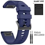 CORABLADE Easy Fit Silicone Replacement Watch Band Compatible with Garmin Fenix 5/Fenix 5 Plus/Fenix 6/Fenix 6 Pro/ 935,Aproach s60/ Quatix 5 (Dark Blue)