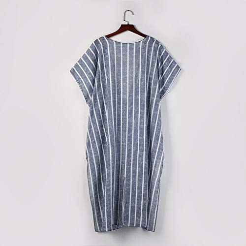 DONTAL Womens Swimsuit Cover up Beach Long Kimono Bathing Suit Striped Print Cardigan Smock Blue - Thumbnail 5