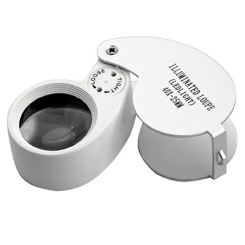 Accessotech LED Jewellers Loupe 40 x 25mm Glass Jewellery Magnifier Hallmark Eye Lens Gold