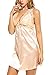 Avidlove Sleepwear for Women Sexy Satin Nightgown Deep V Strappy Babydoll Chemise Nightwear (Small, Beige)