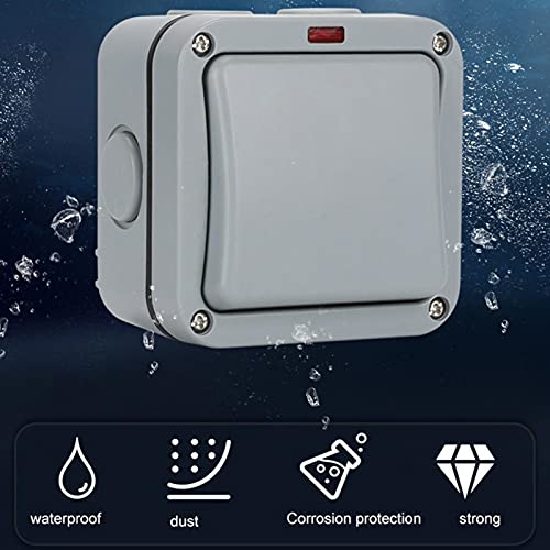 Rubeyul Waterproof Switch, Wetterfester Schalter Lichtschalter, Außenbereich Wasserdichter Wippschalteradapter für Den… – Bild 4