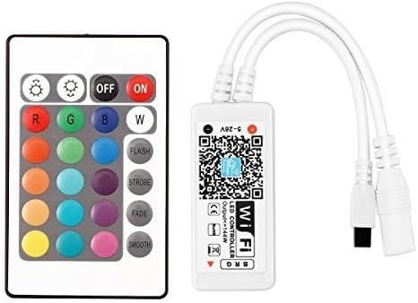 BJH Wifi Controller for Lights Strip Smart Controller with 24 Keys Remote for RGB String Lights Compatible with Alexa Google Home IFTTT,Fits for All 5050 3528 2835 LED strip