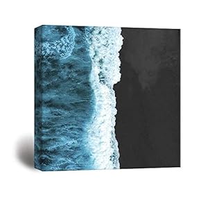 Square Canvas Wall Art - Waves Rushing to The Beach Viewed from Above - Giclee Print Gallery Wrap Modern Home Art Ready to Hang - 12x12 inches