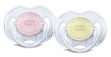 Philips AVENT Translucent Orthodontic Infant Pacifier, Pink/Yellow, 0-6 Months