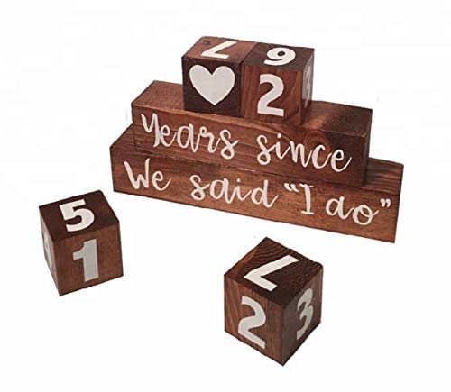 image for BLKD Wooden Block Wedding Day Countdown Calendar, Mr. & Mrs. Days Unti