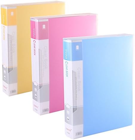 Ipienlee 80-Pocket Protector Presentation Book, A4 Size, 160-Page Capacity,Available for Report Sheets,Artworks,Music Sheets,Clippings, Random Color, (80-POCKET)