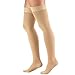 Truform 30-40 mmHg Compression Stockings for Men and Women, Thigh High Length, Dot-Top, Closed Toe, Beige, X-Large