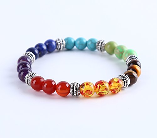 Feng Shui Turquoise, Red Agate,Amethyst,Lapis Lazuli,Tiger Eye Gem, 8mm Bracelet, Attract Wealth and Good Luck, Deluxe Gift Box Included