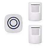 Wireless Home Security Driveway Alarm,Motion Sensor Alarm Outdoor Chime Kit with 1 Plug-in Receiver and 2 PIR Motion Sensor Detector Alert for Business Home Office Shop, LED Indicators