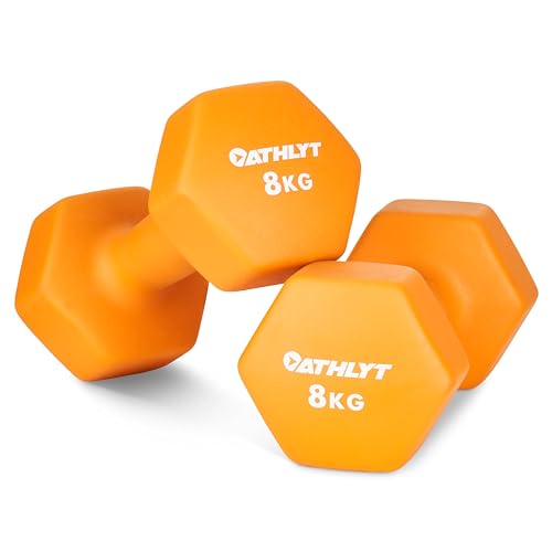 Athlyt Neopren-Hantelset, 2 x 8 kg, Orange – Kurzhanteln für Fitness und Home Gym