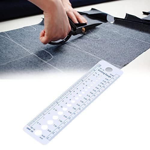 Haofy Plastic 16cm Knitting Ruler, Accurate 2-10mm Needle Gauge, Lightweight & Durable Sewing Tool for US, UK, Canada Sizes, Ideal for Knitters & Crocheters