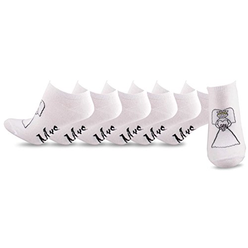 TeeHee Women's Wedding Cotton No Show Socks 6-Pack (Bride Mrs)