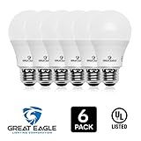 Great Eagle 100W Equivalent LED Light Bulb 1610 Lumens A19 Cool White 4000K Dimmable 14-Watt UL Listed (6-pack)