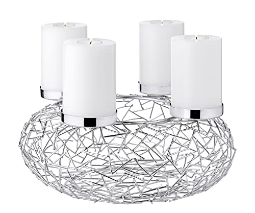 EDZARD Advent Wreath Milano (Ø 34 cm), Nickel-Plated Stainless Steel