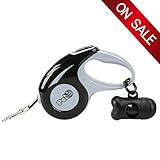 16.4FT Retractable Dog Leash Walking Leash for Small Medium Large Dogs ,Durable Nylon Tangle Free,One Button Brake and Lock,Comfortable Handle Durable Dog Leash with Free Waster Bags