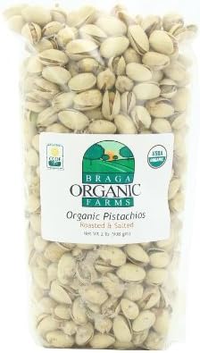 Braga Organic Farms 2 Pound Bag of Roasted/Salted Pistachios Inshell ...