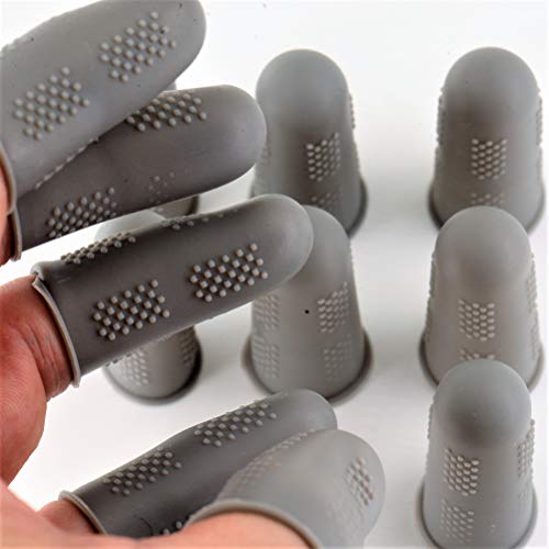 Finger Protectors [Flex Series - 12-Pack] Silicone Non-Stick Finger Covers [Grey - Small (6) / Medium (6)] for Hot Glue/Sewing/Wax/Rosin/Resin/Honey/Adhesives/Scrapbooking - Thumbnail 7