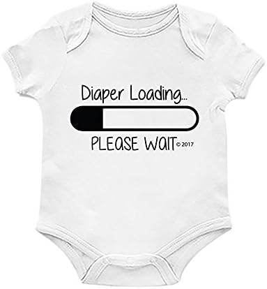 For Babyz Funny Baby Bodysuit Romper, Diaper Loading, Unisex Boy Girl, White