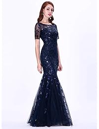 Vestido de noche para dama, diseño de sirena bordada
